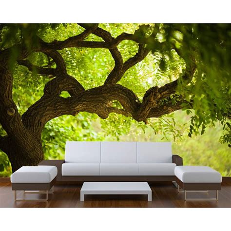 Startonight Mural Wall Art Tree on the Green Landscape Illuminated Nature Landscapes Wallpaper ...