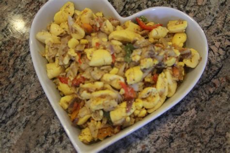 Grace Jamaican Ackee with salted cod fish. ingredients -1can ackee, 1/4 ...