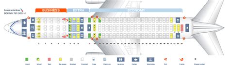 Seat map Boeing 767-300 American Airlines. Best seats in the plane