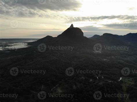 a view of the mountains from a hillside. Serelo Hill is located in Perangai Village, Lahat ...