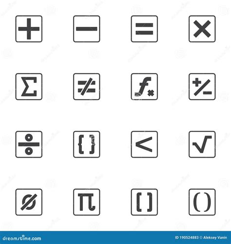 Calculator Symbols Vector Icons Set Stock Vector - Illustration of ...