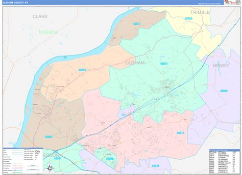 Oldham County, KY Wall Map Color Cast Style by MarketMAPS - MapSales