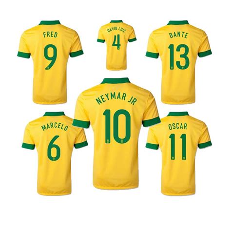 FREE SHIPPING Top A+++ Brazil Home fans jersey soccer jerseys football ...