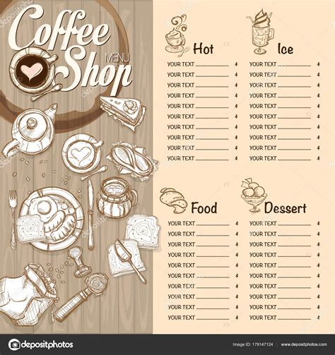 Menu Café Café Restaurante Modelo Design Mão Desenho Gráfico imagem vetorial de © foontntd ...