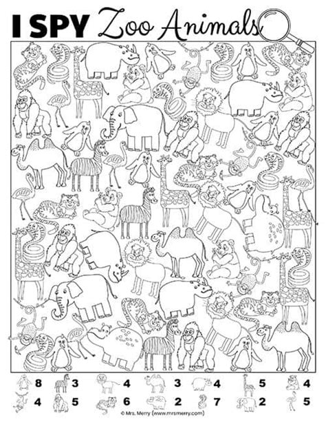 Free printable i spy game zoo animals – Artofit