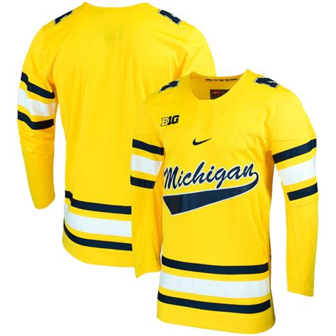 Men's Nike Maize Michigan Wolverines Replica College Hockey Jersey