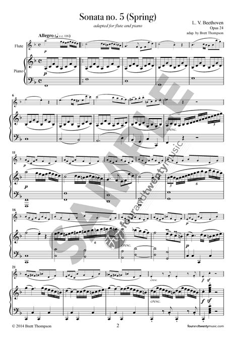 Sonata No. 5 "Spring" - L. V. | Beethoven (digital sheet music) - Four and Twenty Music