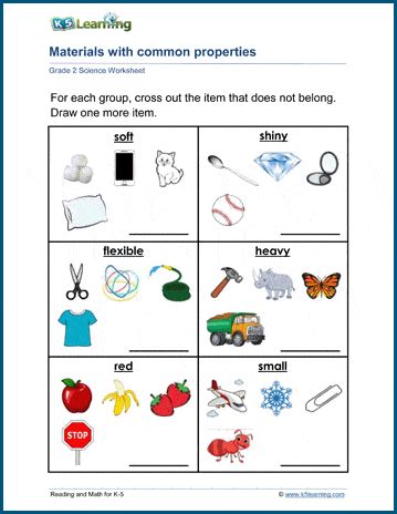 Materials with Common Properties Worksheets | K5 Learning