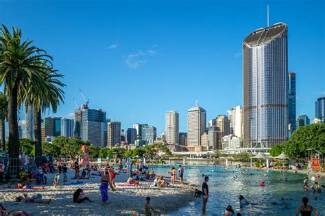 Scenery Of Streets Beach In Brisbane Stock Photo - Download Image Now - iStock