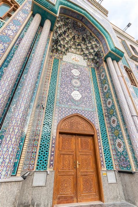 Entrance of an Iranian Mosque and Mosaic Architecture from Dubai Stock Image - Image of downtown ...