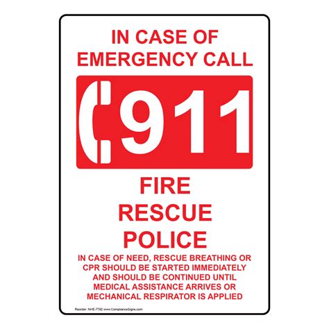 In Case Of Emergency Call 911 Sign NHE-7792 Emergency Contact 911