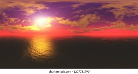 Panorama Sea Sunset Environment Map Hdri Arkivillustrasjon 1207731790 ...