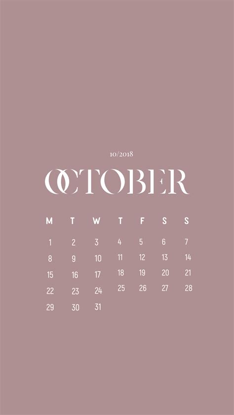 minimal October 2018 calendar wallpaper iPhone (woodrose) | Calendar wallpaper, Iphone wallpaper ...