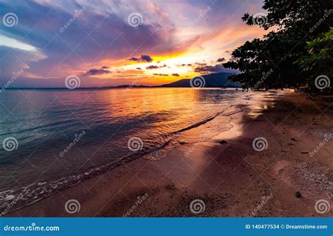 Sunset in Thailand stock photo. Image of island, beach - 140477534