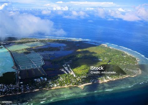 South Tarawa Atoll From The Air Capital Of Kiribati Stock Photo ...