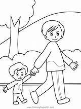 Father And Son Walking In Park Coloring Page For Kids  Free Father’s sketch template