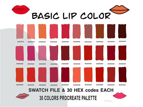 Basic Lip Color Palette HEX Codes Color Palette iPad - Etsy