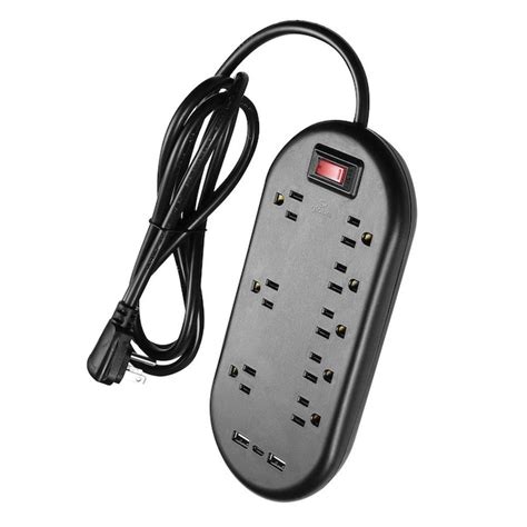 Globe Electric 8 Outlet Power Strip, 6ft Cord, 2x USB A (3.1a) 1x USB C ...