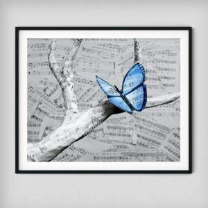 Butterfly Song - Blue Butterfly Sheet Music Photo Print - Sparrow Springs