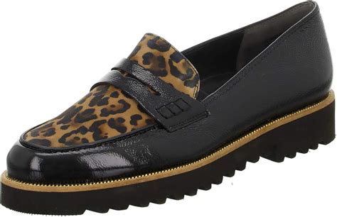 Paul Green 1011-14 Black Patent/Leopard Print Suede Leather Womens Slip On Loafer Shoes 4½ ...