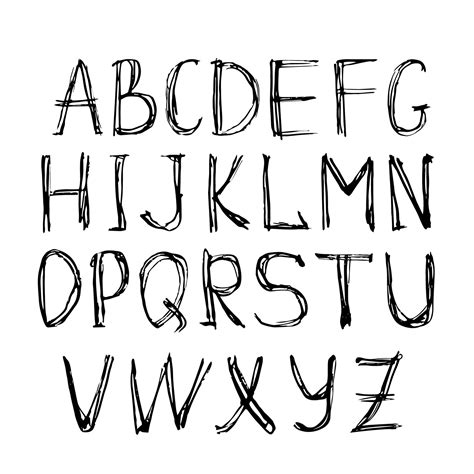 Hand drawn english lettering font isolated on white background ...