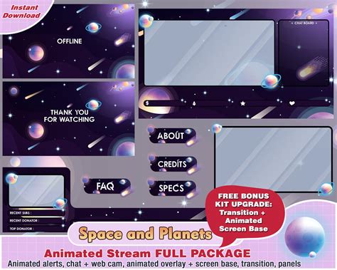 Digital space kitty twitch template twitch alerts kawaii twitch overlay ...