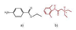 Chemical structure of the local anesthetics; a) benzocaine and b) lidocaine | Download ...