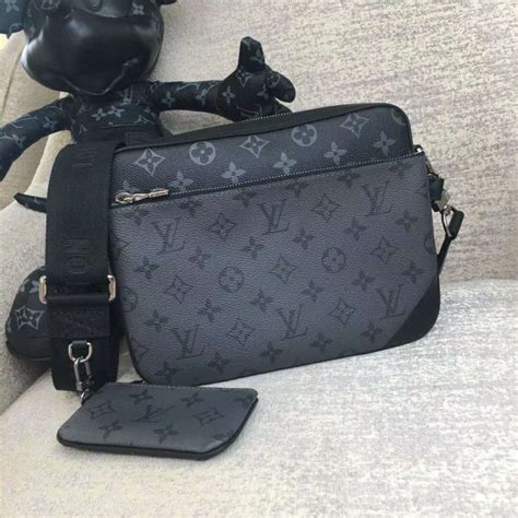 Louis Vuitton LV Men Trio Messenger Bag Monogram Eclipse Canvas - LULUX