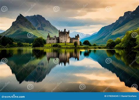 Kilchurn Castle on Loch Awe, Historic Scottish Castle Reflected in the Loch. Close To Glasgow ...