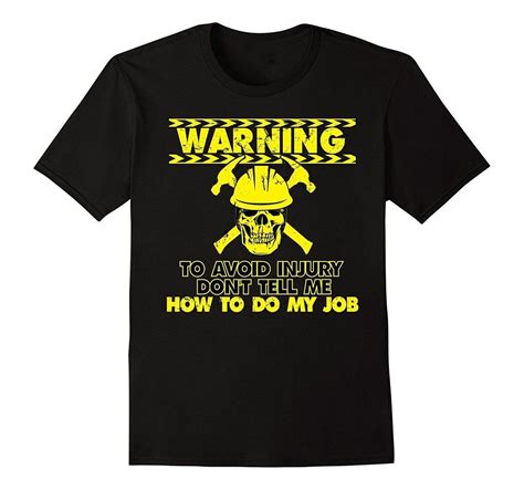 Mens Construction Worker T Shirt Work Warning New Men's Fashion Crew Neck Short Sleeves Cotton ...