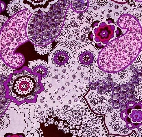 RETRO Bohemian Purple Paisley Cotton Fabric