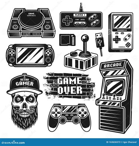 Retro Gaming Set of Vector Objects or Elements Stock Vector ...