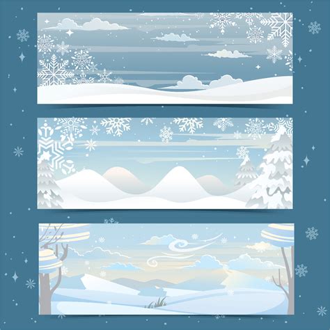 Winter Banner Template with Blue Background and Snow 17678638 Vector ...