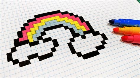 Handmade Pixel Art - How To Draw a Rainbow #pixelart - YouTube