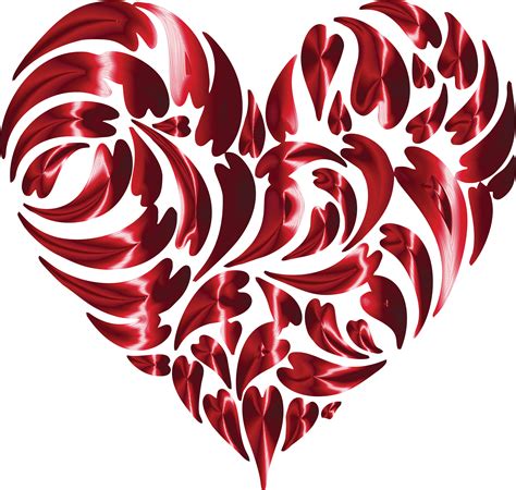 Free Clipart Of A Heart Made of Shiny Red Hearts