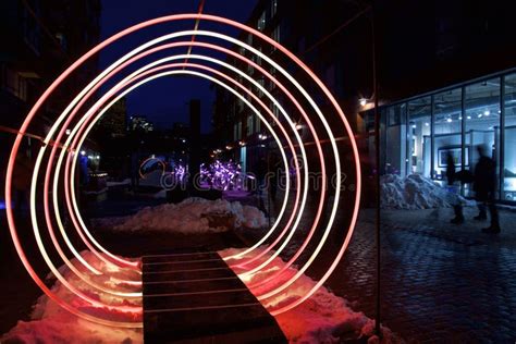 Art Display of the Light Tunnel Was Displayed at Toronto Light Festival Stock Image - Image of ...