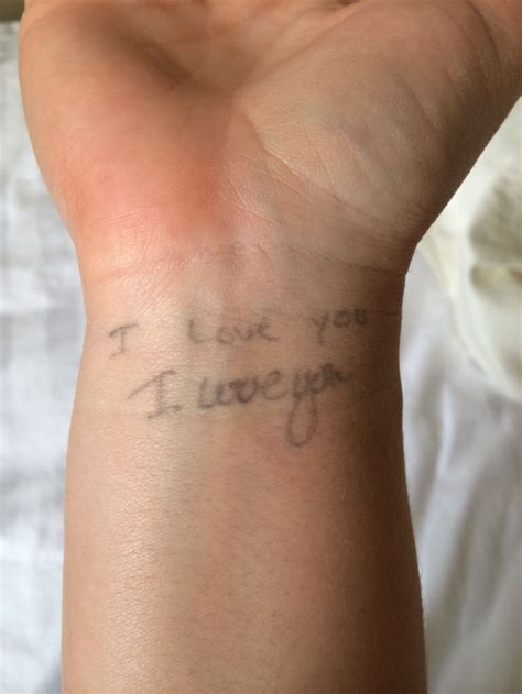 @LisaLisaD1 my tattoo. "I love you" in my mom & dad's handwriting in grey ink - would be cute to ...