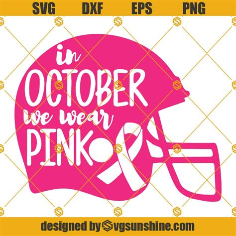 Football Helmet Breast Cancer SVG, In October We Wear Pink SVG ...