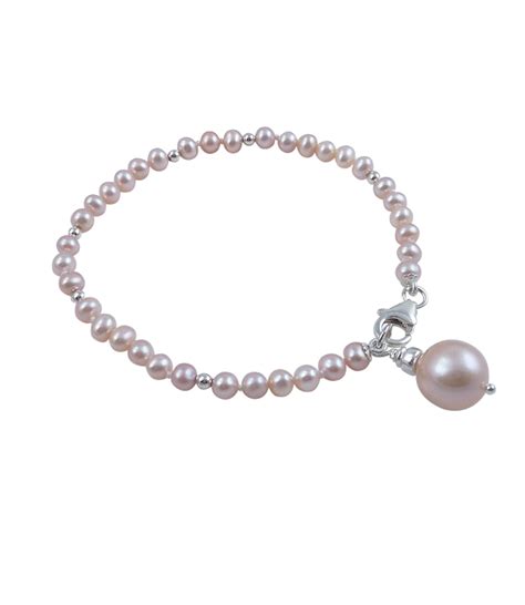 Designer pearl bracelet pink pearls and pearl charm