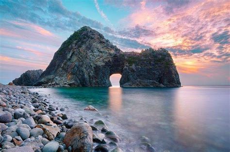 rock, Gates, Sunset, Beach, Sea, Clouds, Japan, Coast, Nature, Landscape Wallpapers HD / Desktop ...