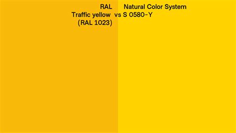 RAL Traffic yellow (RAL 1023) vs Natural Color System S 0580-Y side by side comparison