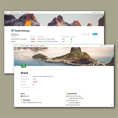 Notion Travel Itinerary Template - The Passport Couple