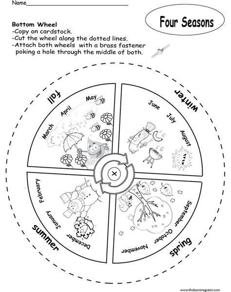 Four Seasons Wheel Printable Sketch Coloring Page