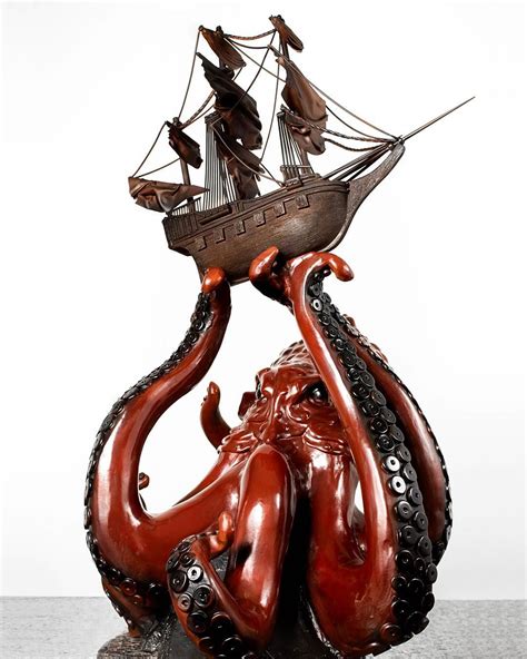 Chocolate kraken with ship sculpture | Chocolate sculptures, Chocolate ...