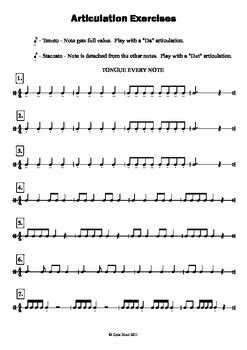 Articulation Exercises Sheet - Band (All Instruments) by Mr Hunt's ...