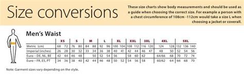 Size Charts – GS Workwear