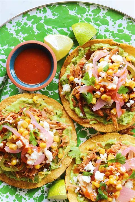 Tostadas de Pollo - Shredded Chicken Tostadas - Grilled Cheese Social