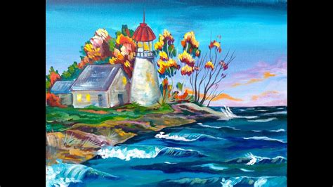 Acrylic painting tutorial | Fall Lighthouse | The Art Sherpa | TheArtSherpa - YouTube