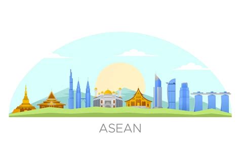 Free Vector | Asean buildings illustration