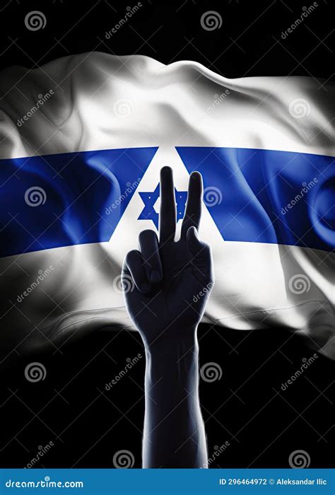 Hand Giving Peace Sign Over the Flag of Israel. Generative Ai Stock ...